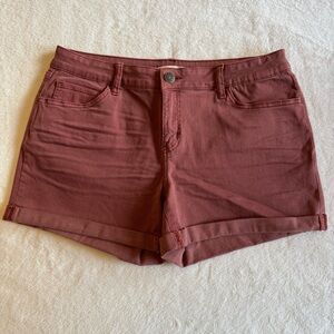 SO Rust Red Rolled-Hem Jean Shorts